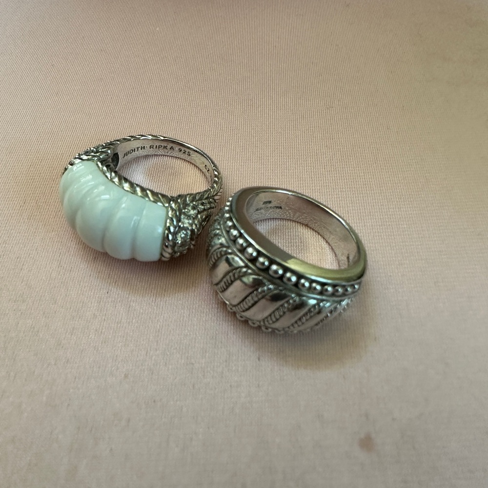 Judith Ripka Silver and White Statement Rings - Picture 2 of 10